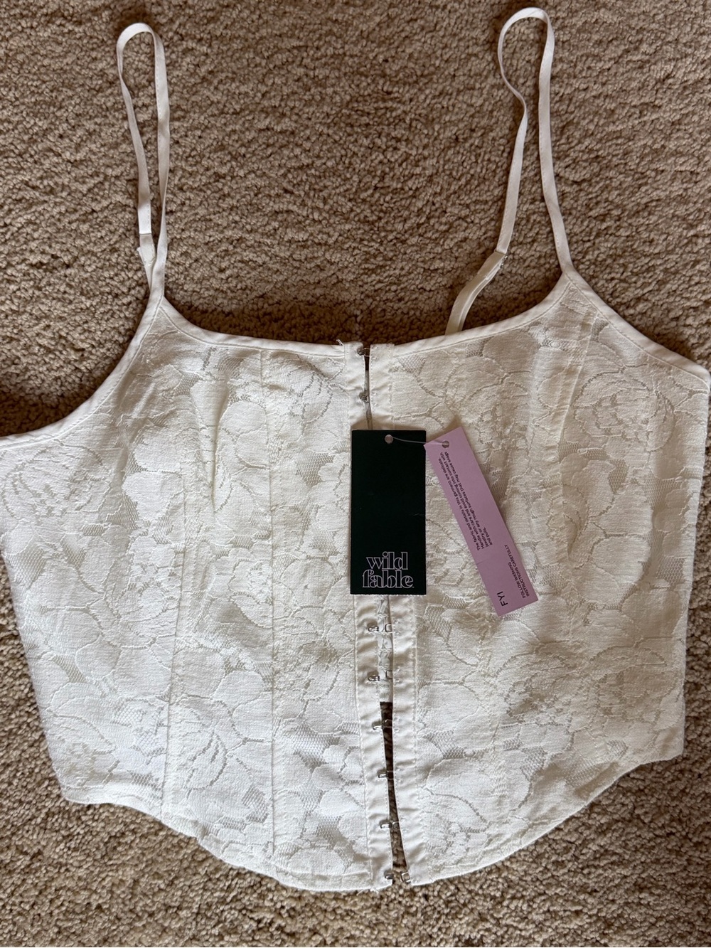 wild fable White Lace Cropped Tank Top